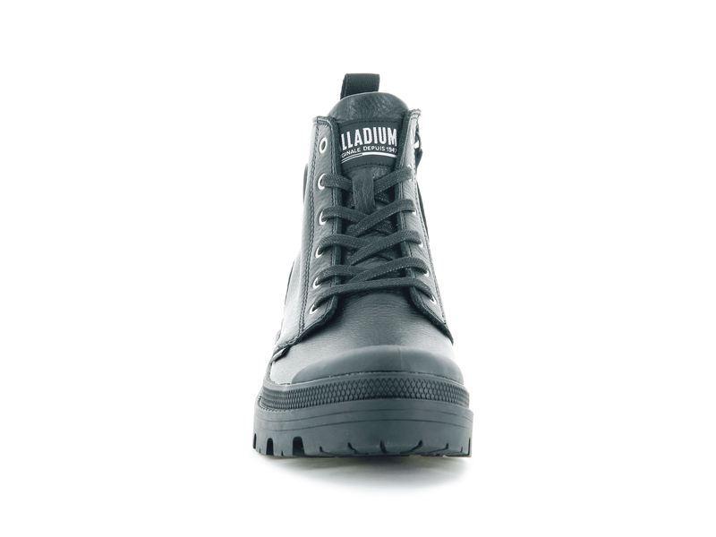 Palladium Pallabase Leather Women's High Tops Black/Black | 426830-MVY