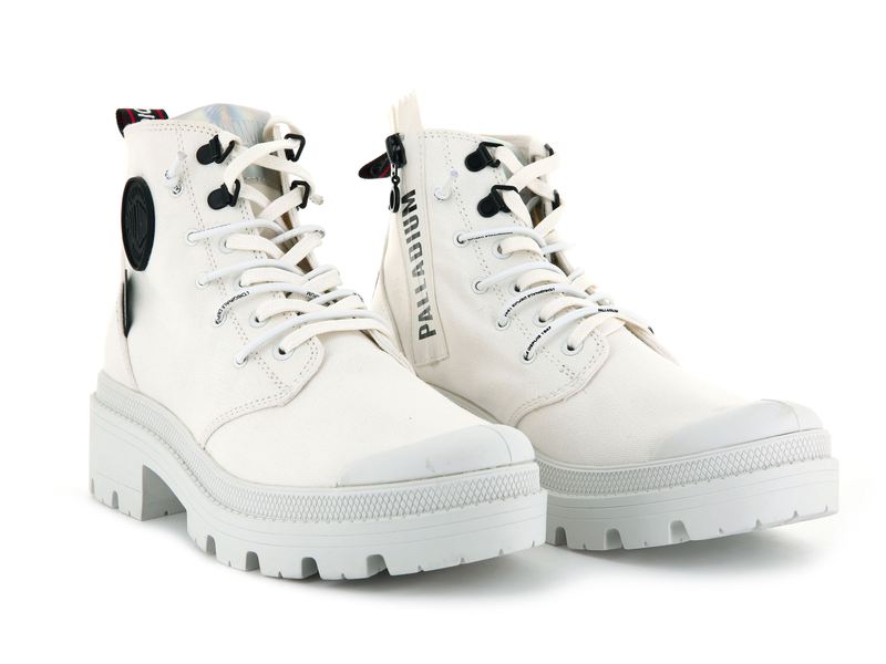 Palladium Pallabase Metro Women's Boots Star White | 547690-VWE