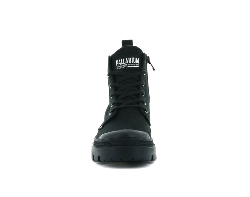 Palladium Pallabase Twill Women's Boots Black/Black | 710583-VRY