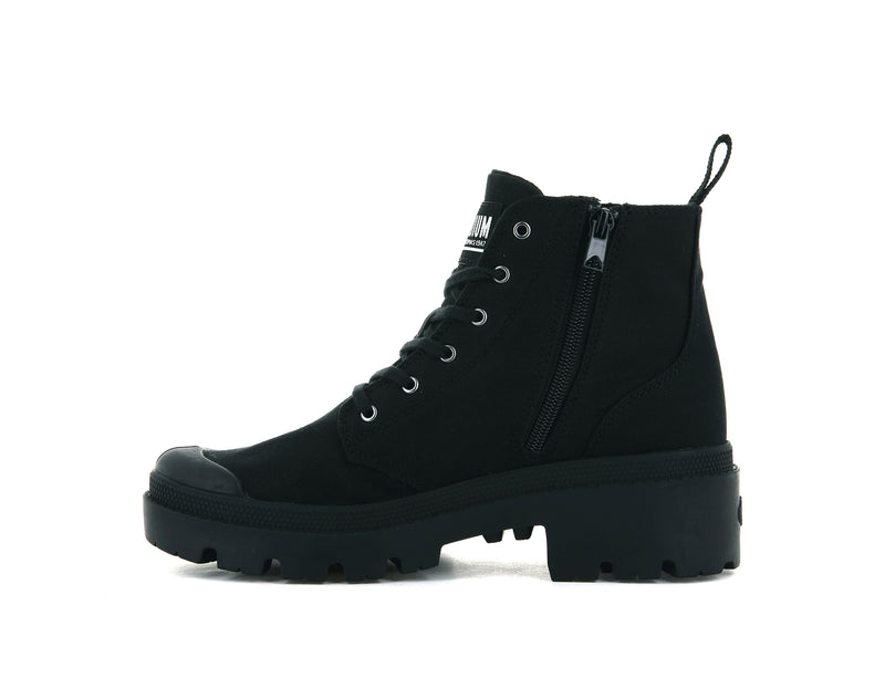 Palladium Pallabase Twill Women's Boots Black/Black | 710583-VRY