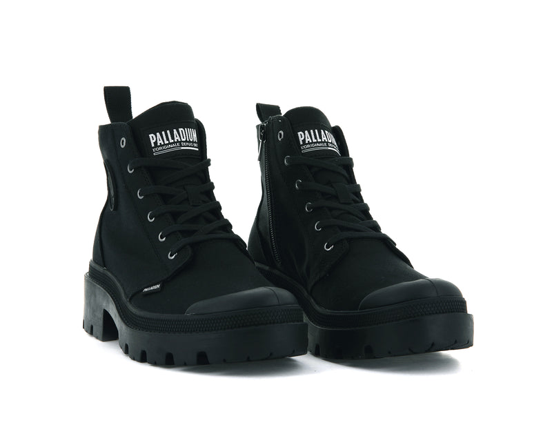 Palladium Pallabase Twill Women's Boots Black/Black | 710583-VRY