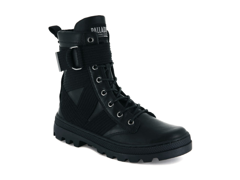 Palladium Pallabosse Tact St Leather Women's High Tops Black | 061859-HTO