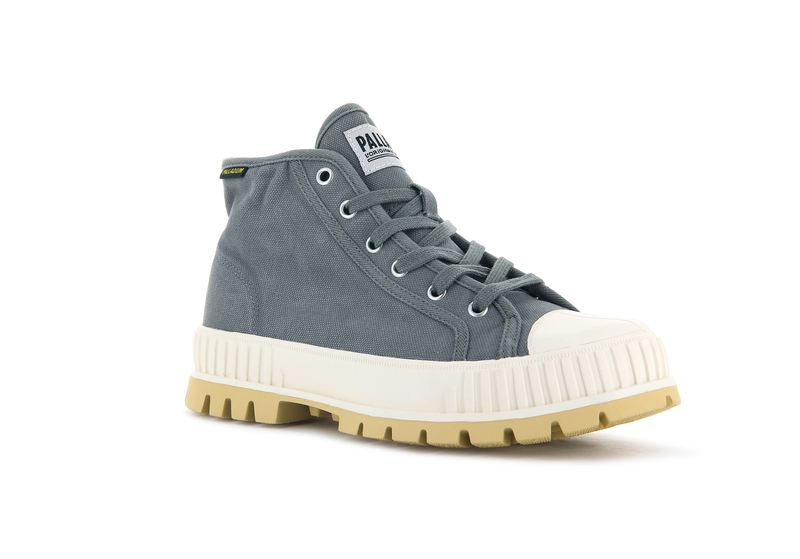 Palladium Pallashock Mid Og Kids' High Tops Granite Gray | 649738-YVL