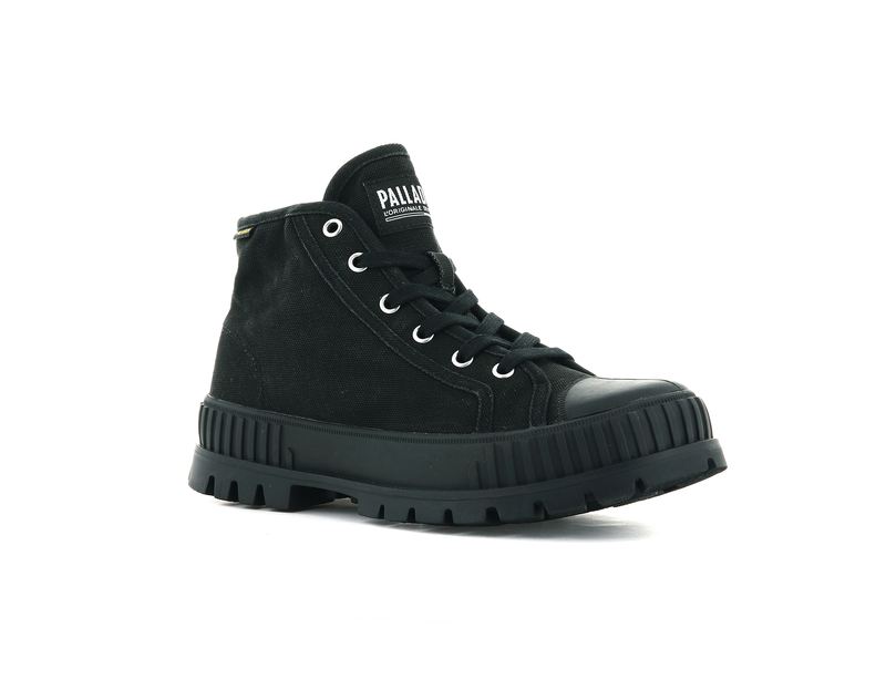 Palladium Pallashock Mid Og Men's High Tops Black/Black | 148592-JFT