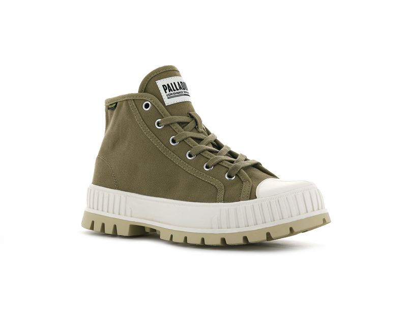 Palladium Pallashock Mid Og Men's High Tops Olive | 805429-KSI