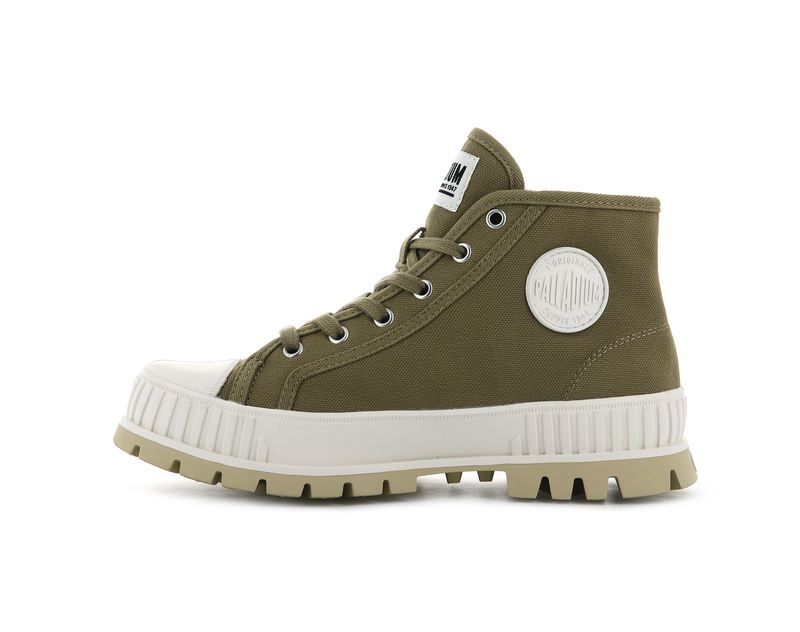 Palladium Pallashock Mid Og Men's High Tops Olive | 805429-KSI