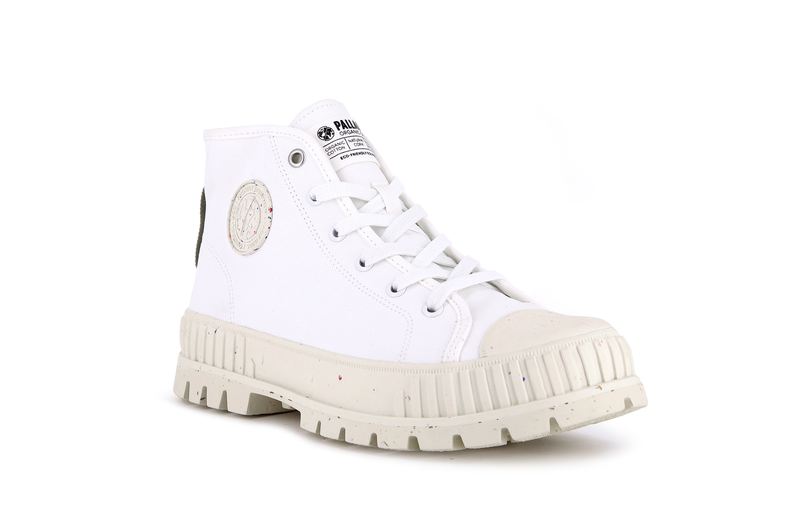 Palladium Pallashock Mid Organic Kids' High Tops Star White | 290563-UKW