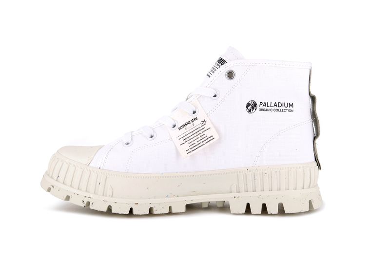 Palladium Pallashock Mid Organic Kids' High Tops Star White | 290563-UKW