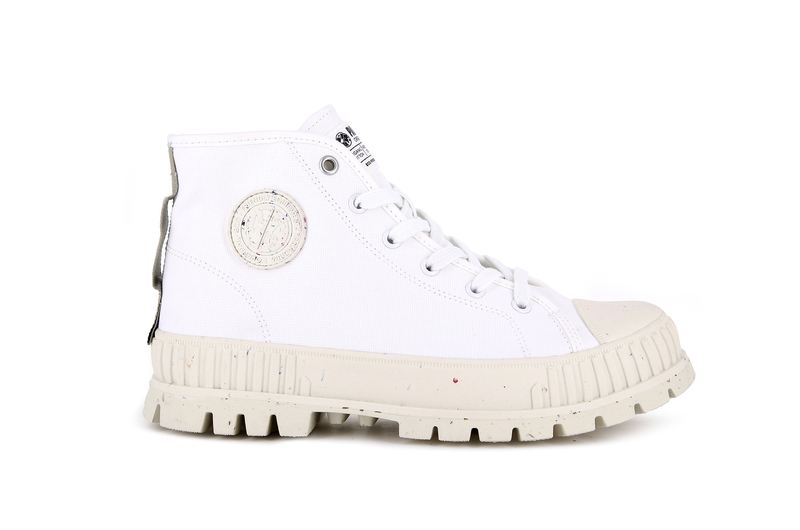 Palladium Pallashock Mid Organic Kids\' High Tops Star White | 290563-UKW