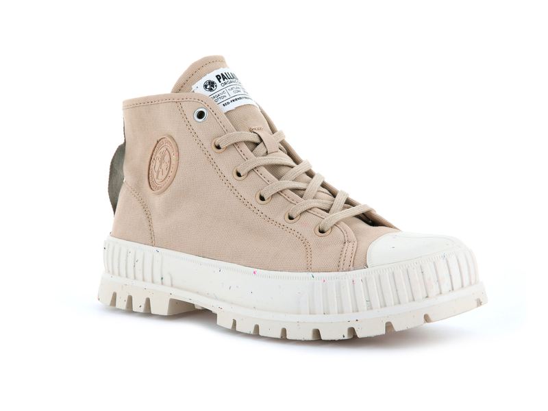 Palladium Pallashock Mid Organic Men's High Tops Desert | 270813-VGT