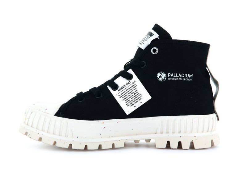 Palladium Pallashock Mid Organic Women's High Tops Black | 907428-CYZ