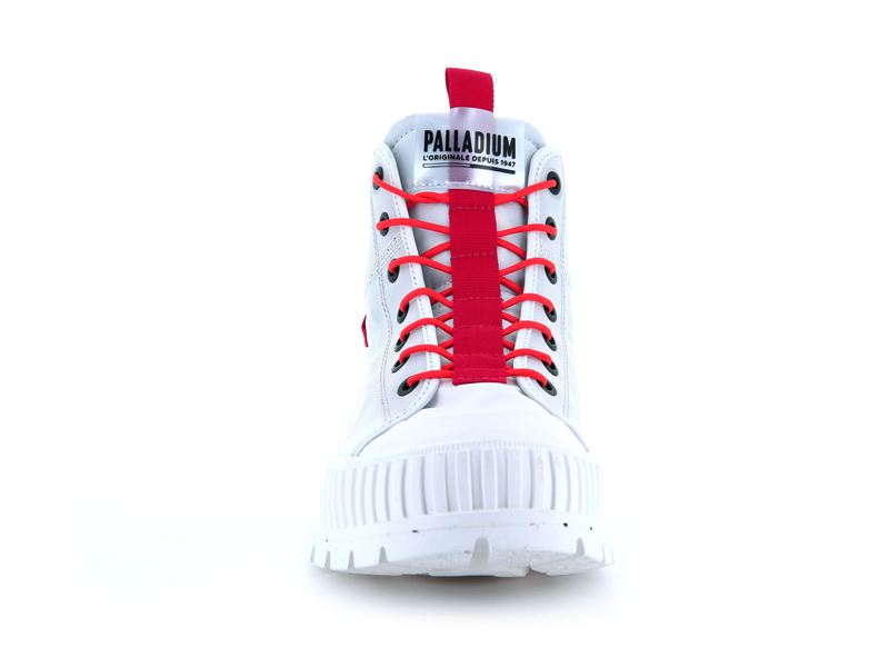 Palladium Pallashock Mid Ticket To Earth Women's High Tops Star White | 085479-WIB