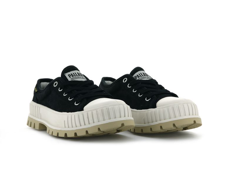 Palladium Pallashock Og Kids' Low Tops Black/Gum | 248369-DHB