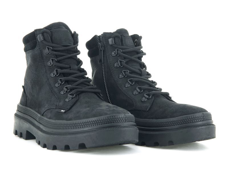 Palladium Pallatrooper Hiker Nubuck Women's High Tops Black/Black | 047689-FDN