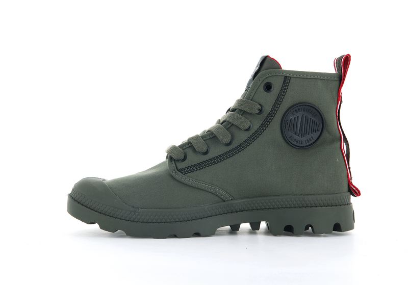 Palladium Pampa Dare 2 Survive Women's High Tops Olive Night | 152047-SZL