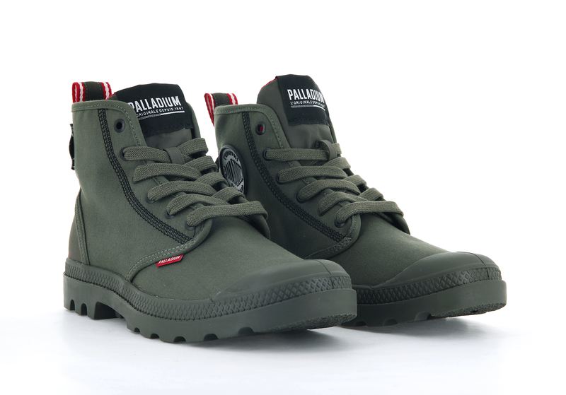 Palladium Pampa Dare 2 Survive Women's High Tops Olive Night | 152047-SZL