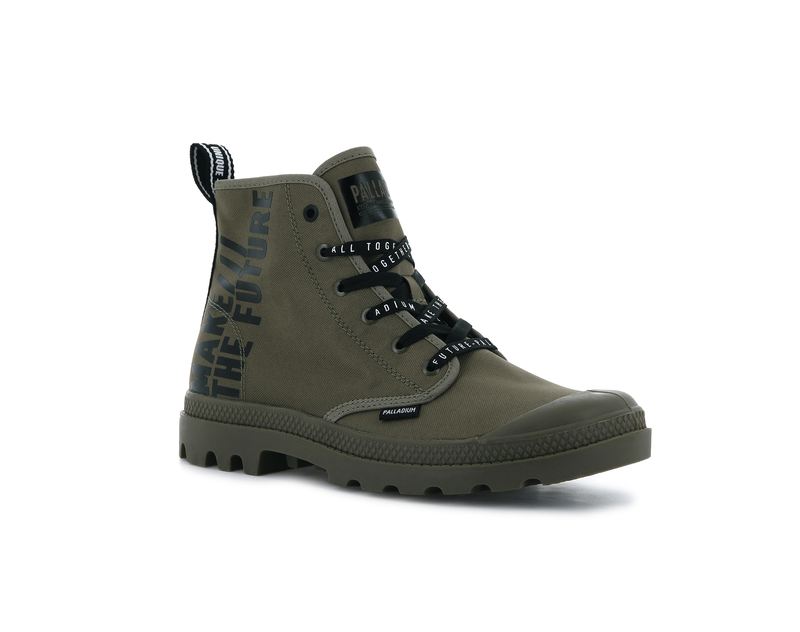 Palladium Pampa Hi Future Kids' Boots Dusky Green | 945387-JFR