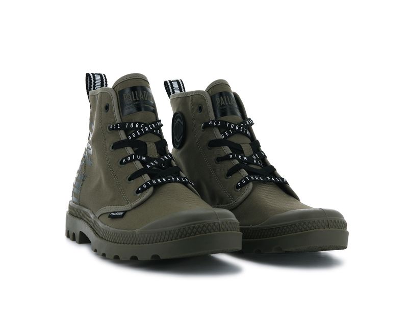 Palladium Pampa Hi Future Kids' Boots Dusky Green | 945387-JFR