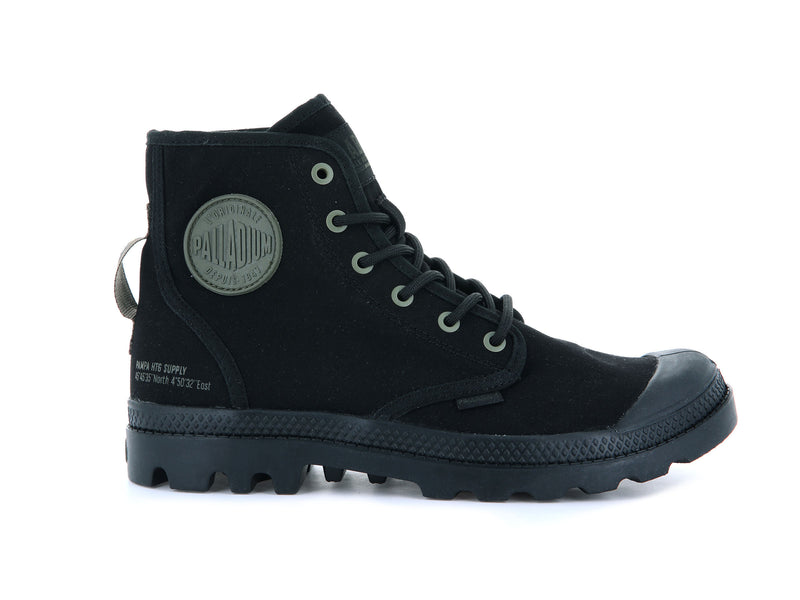 Palladium Pampa Hi Htg Supply Kids\' Boots Black/Black | 921738-YAM