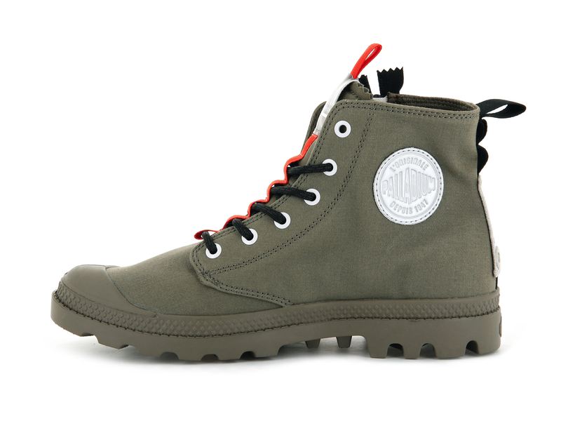 Palladium Pampa Hi Ticket To Earth Kids' Boots Dusky Green | 126948-FXT