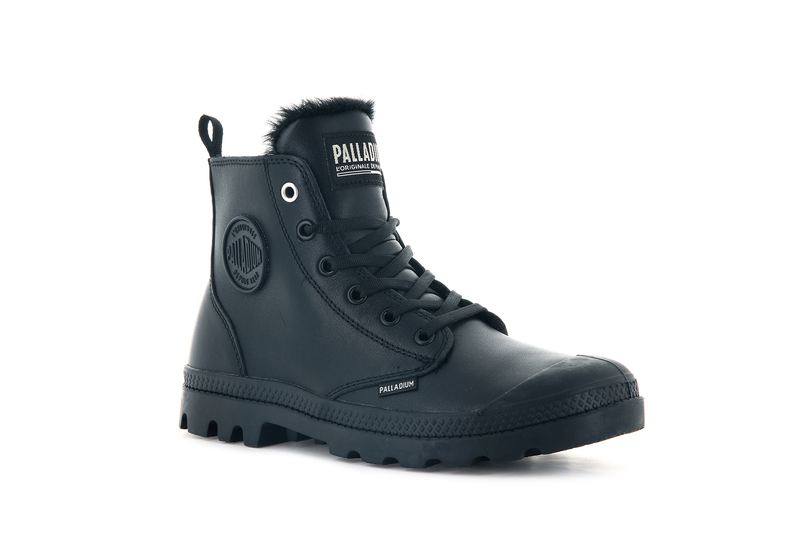 Palladium Pampa Hi Zip Leather S Women's Boots Black/Black | 018645-USR