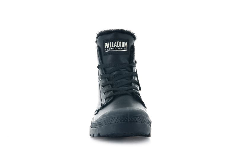 Palladium Pampa Hi Zip Leather S Women's Boots Black/Black | 018645-USR