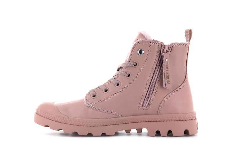 Palladium Pampa Hi Zip Leather S Women's High Tops Misty Rose | 190583-DTC