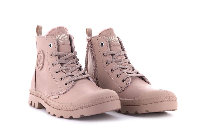 Palladium Pampa Hi Zip Leather S Women's Boots Misty Rose | 320957-RSD