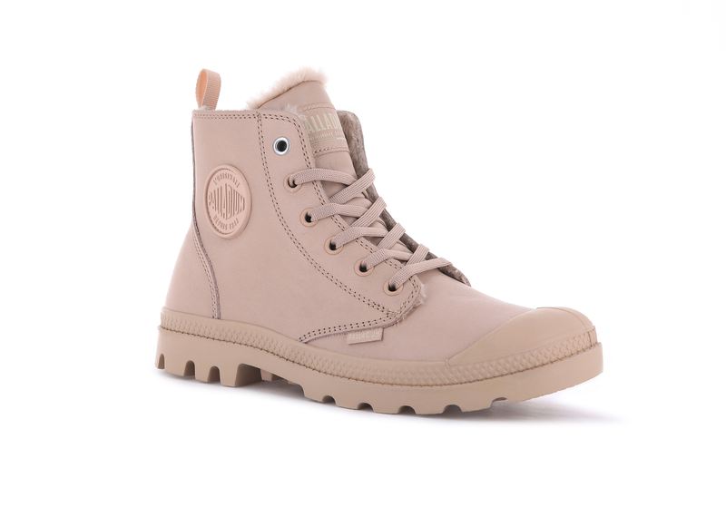 Palladium Pampa Hi Zip Leather S Women's Boots Nude Light | 380271-ELN