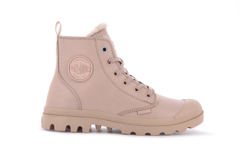 Palladium Pampa Hi Zip Leather S Women\'s Boots Nude Light | 380271-ELN