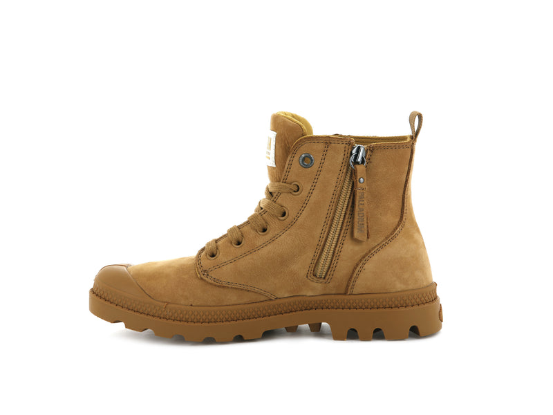 Palladium Pampa Hi Zip Nubuck Women's Boots Amber Gold | 548036-UAG