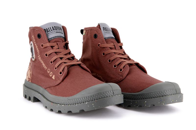 Palladium Pampa Organic Metro Women's High Tops Copper Brown | 380527-XWI