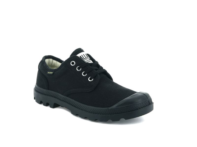 Palladium Pampa Oxford Originale Kids' Low Tops Black/Black | 295106-WBI