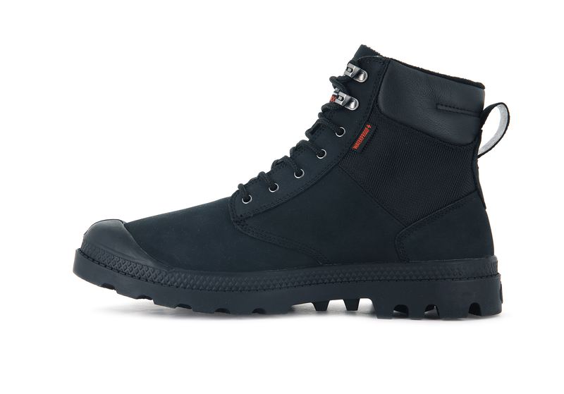 Palladium Pampa Shield Wp+ Lux Men's Boots Black/Black | 256180-MIG