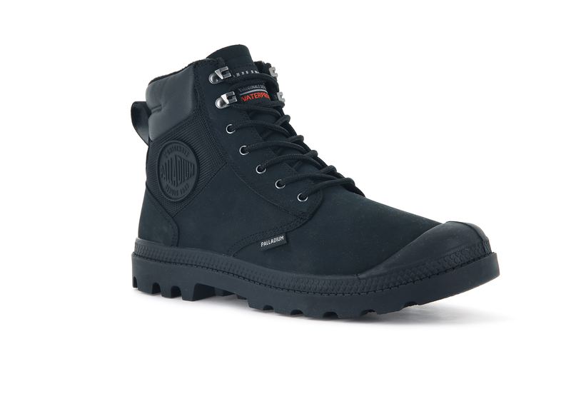 Palladium Pampa Shield Wp+ Lux Men's High Tops Black/Black | 456173-CJK