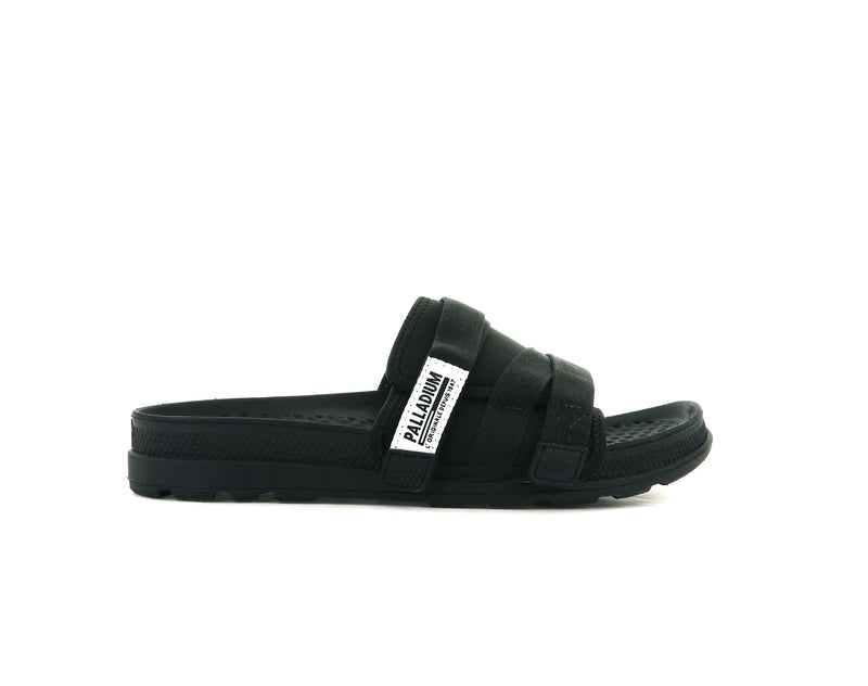 Palladium Solea Kids\' Slides Black/Black | 973540-KGV