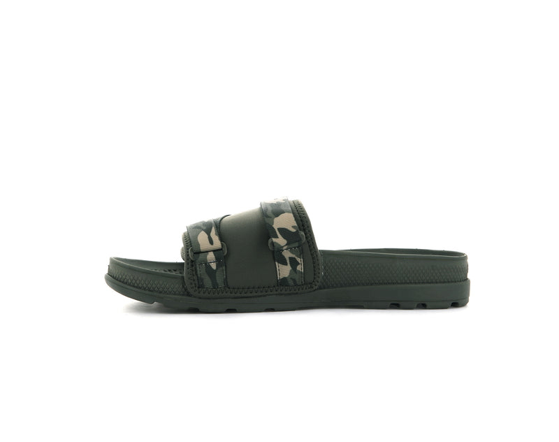 Palladium Solea Women's Slides Olive Night/Camo | 394025-QKE