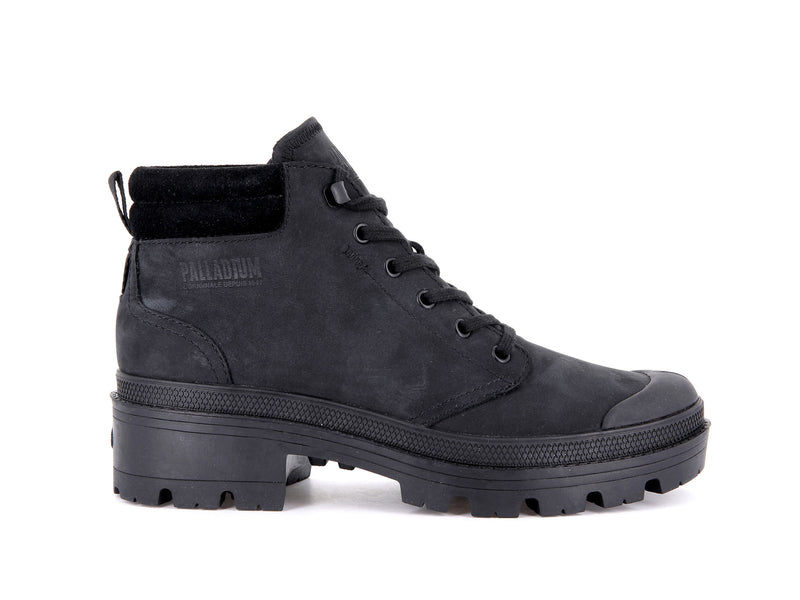 Palladium Pallabase Lo Cuff Women's High Tops Black/Black | 157692-BFU