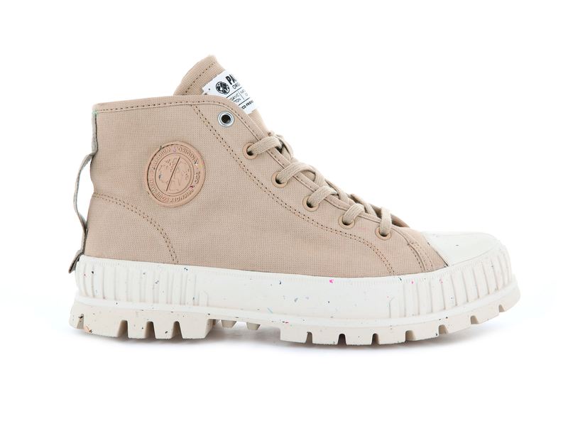 Palladium Pallashock Mid Organic Women's High Tops Desert | 182679-OXN