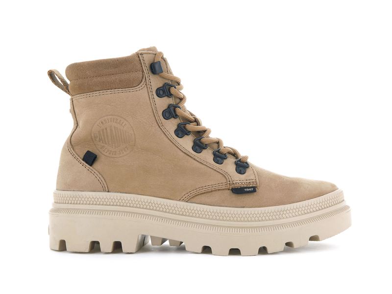 Palladium Pallatrooper Hiker Nubuck Women's High Tops Ochre Tan | 349820-KCQ