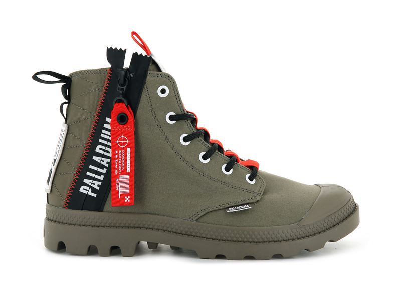 Palladium Pampa Hi Ticket To Earth Men's Boots Dusky Green | 450231-AWH