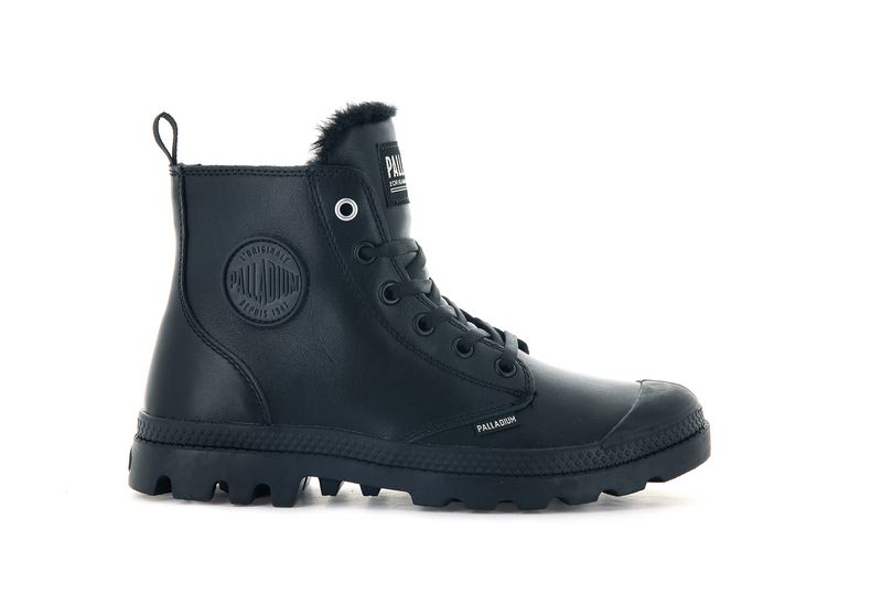 Palladium Pampa Hi Zip Leather S Women's Boots Black/Black | 018645-USR