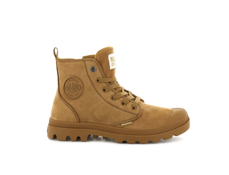 Palladium Pampa Hi Zip Nubuck Women's Boots Amber Gold | 548036-UAG