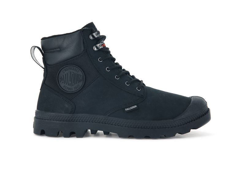 Palladium Pampa Shield Wp+ Lux Men's High Tops Black/Black | 456173-CJK